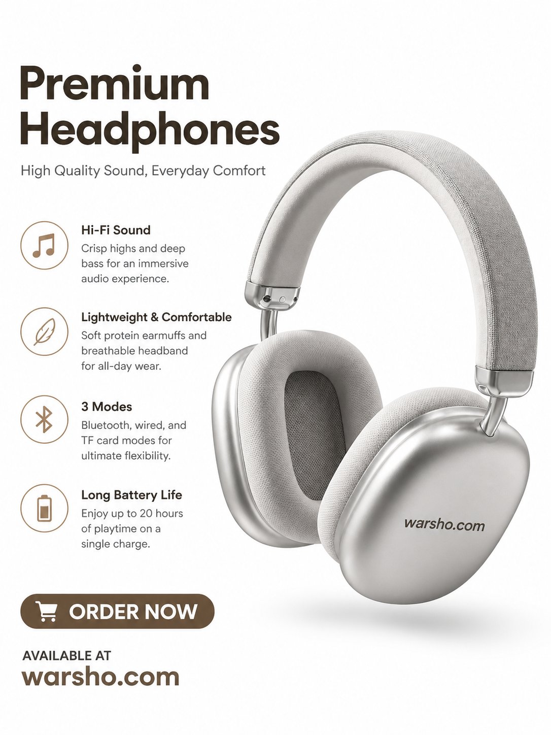 Fabric Headband Wireless Headphones (HiFi Stereo)