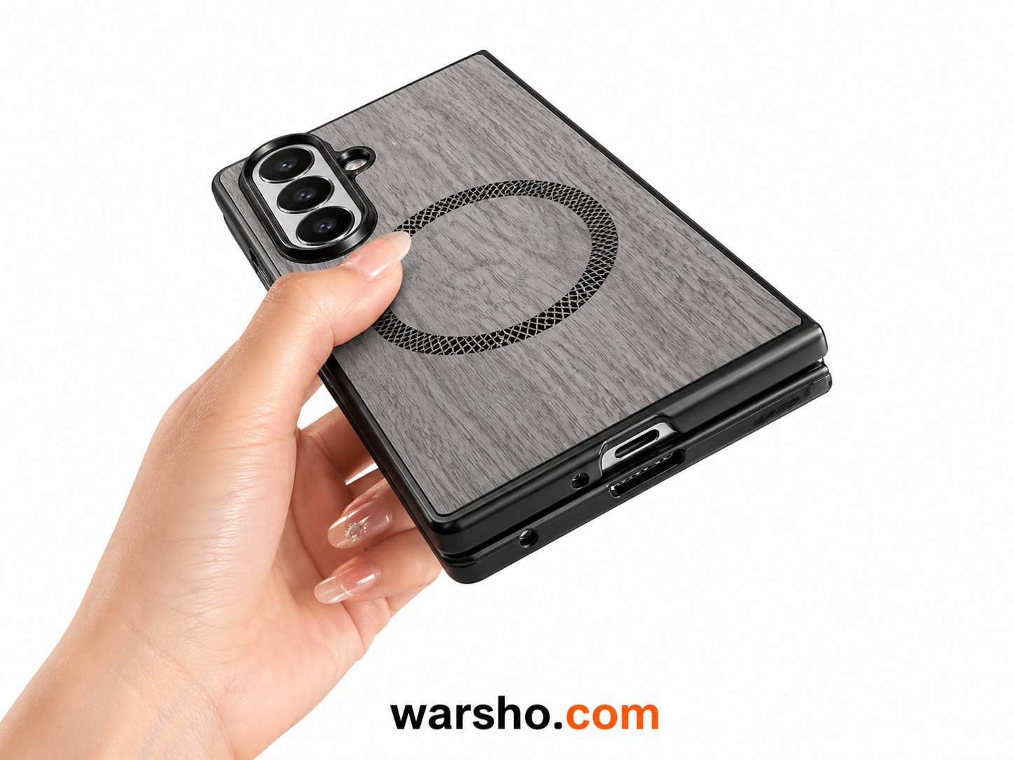 Luxury Wood Grain MagSafe Leather Case For Samsung Galaxy Z Fold Series – Shockproof Protective Cover - image 2
