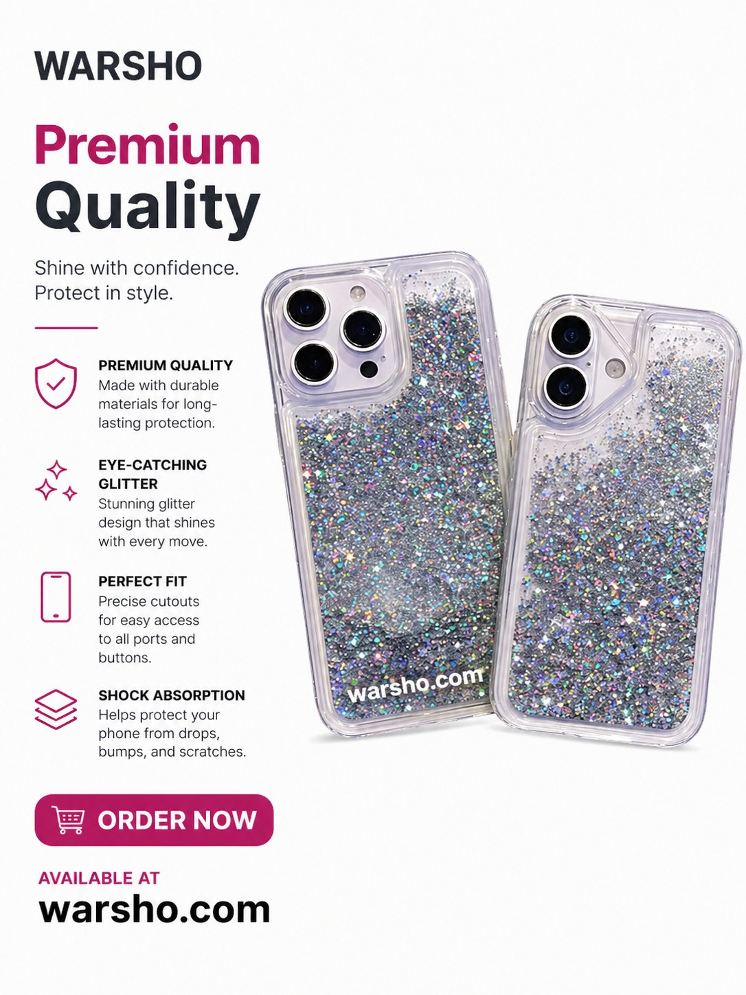 Clear Glitter Liquid Quicksand Case for iPhone 16 Pro Max / 15 / 14 / 13 / 12 / 11