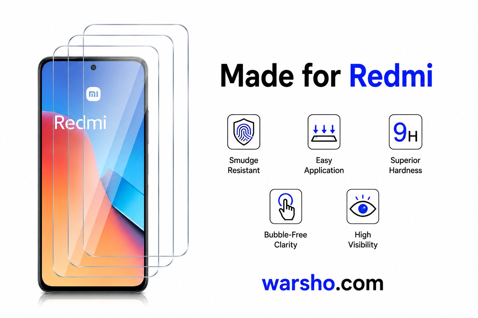 3PCS Tempered Glass Screen Protector for Redmi Series