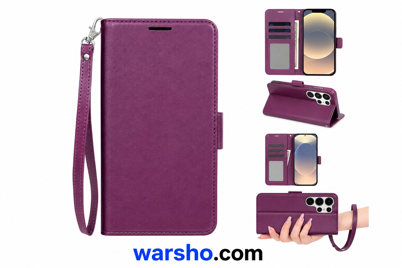 Wallet Magnetic Flip Leather Case for Samsung Galaxy S25 Edge, S24 FE, S23 Plus, S22 Ultra, S21 & S20