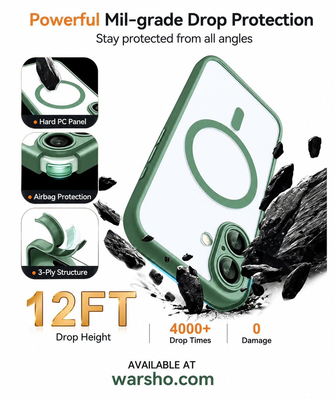 MagSafe Shockproof Matte Case for iPhone (Translucent Armor Cover) - image 2