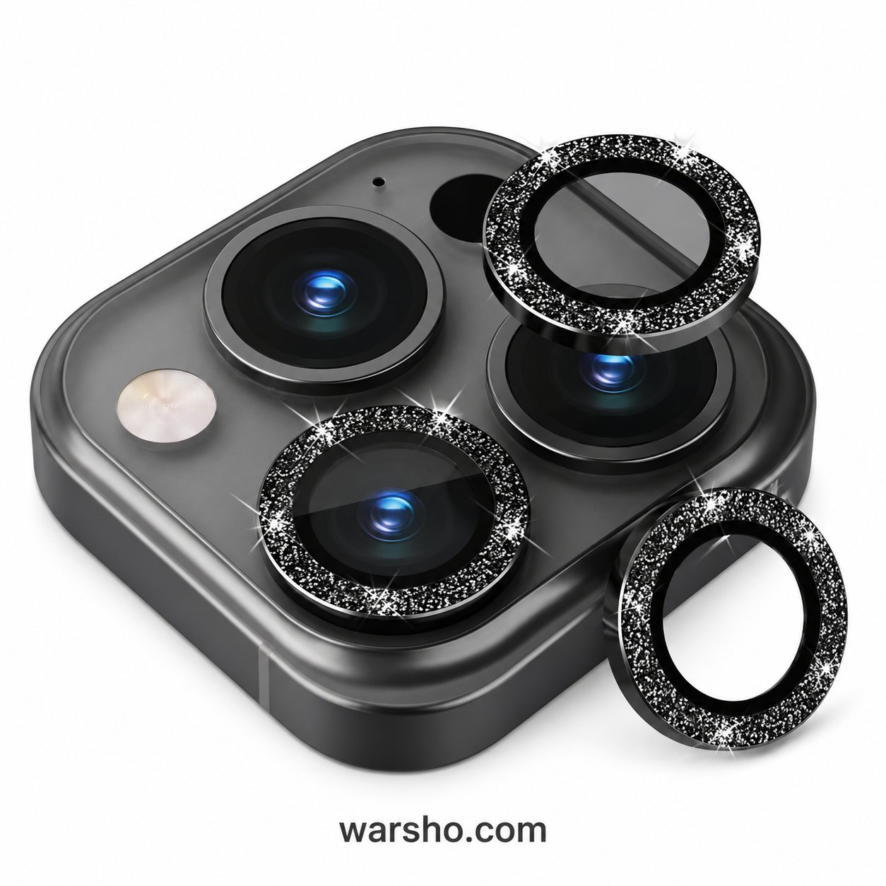 Diamond Metal Camera Lens Protector (For iPhone 17 / 16 / 15 / 14 Series – Luxury Glitter Tempered Glass Lens Cover)