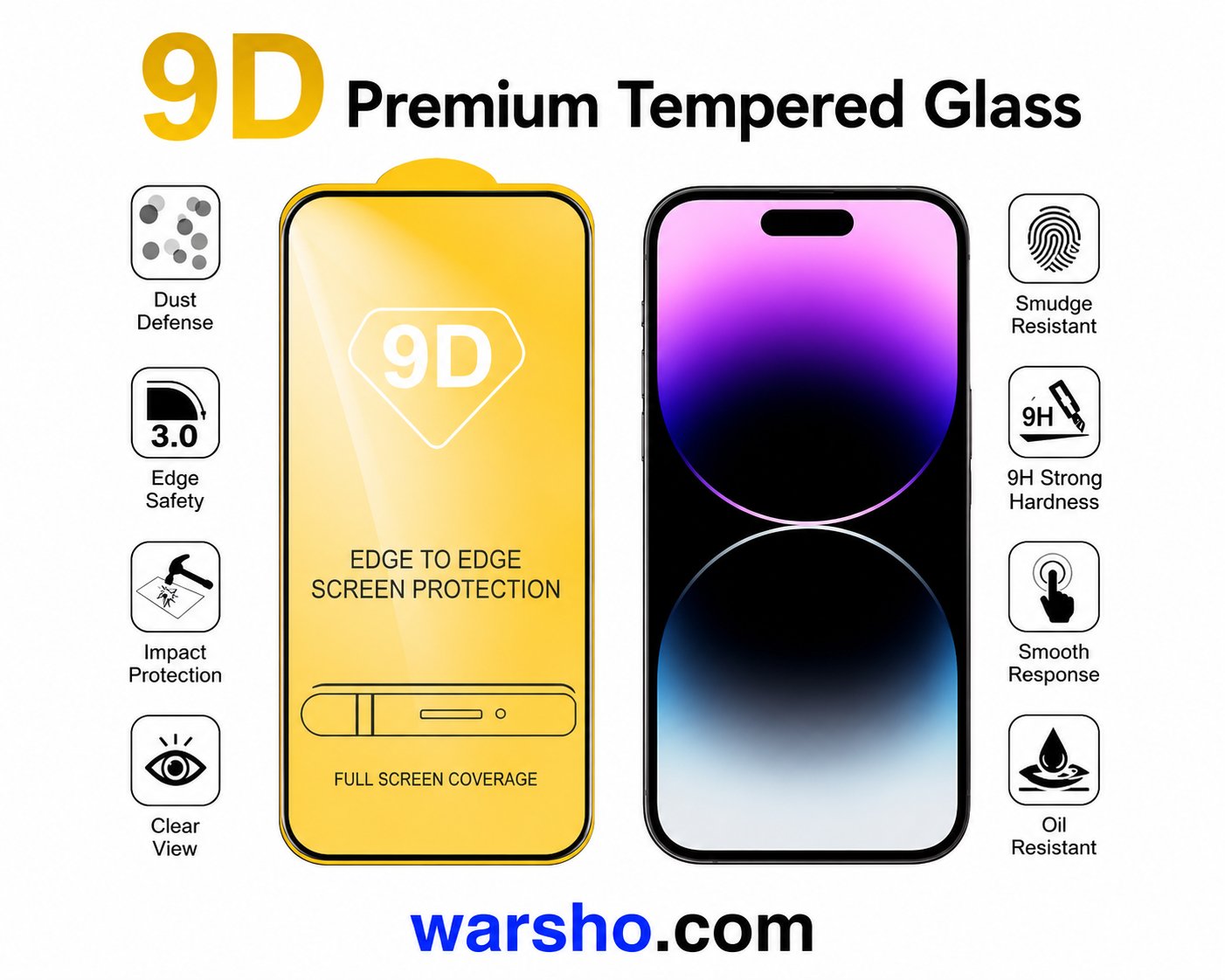 9D Tempered Glass Screen Protector for iPhone Series - image 2