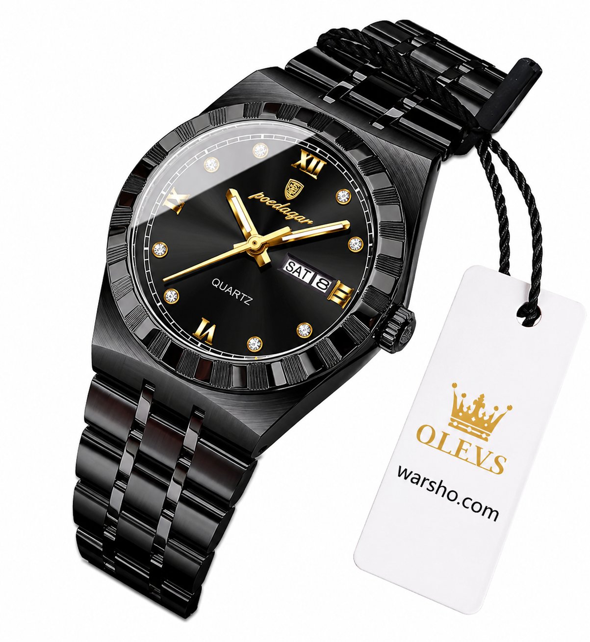 POEDAGAR Luxury Women Stainless Steel Watch – Waterproof Quartz Wristwatch with Week & Date Display - image 3