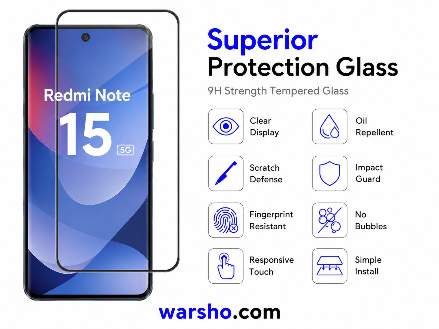 9D Curved Tempered Glass Screen Protector for Xiaomi Redmi Note 15 5G / 4G - image 3