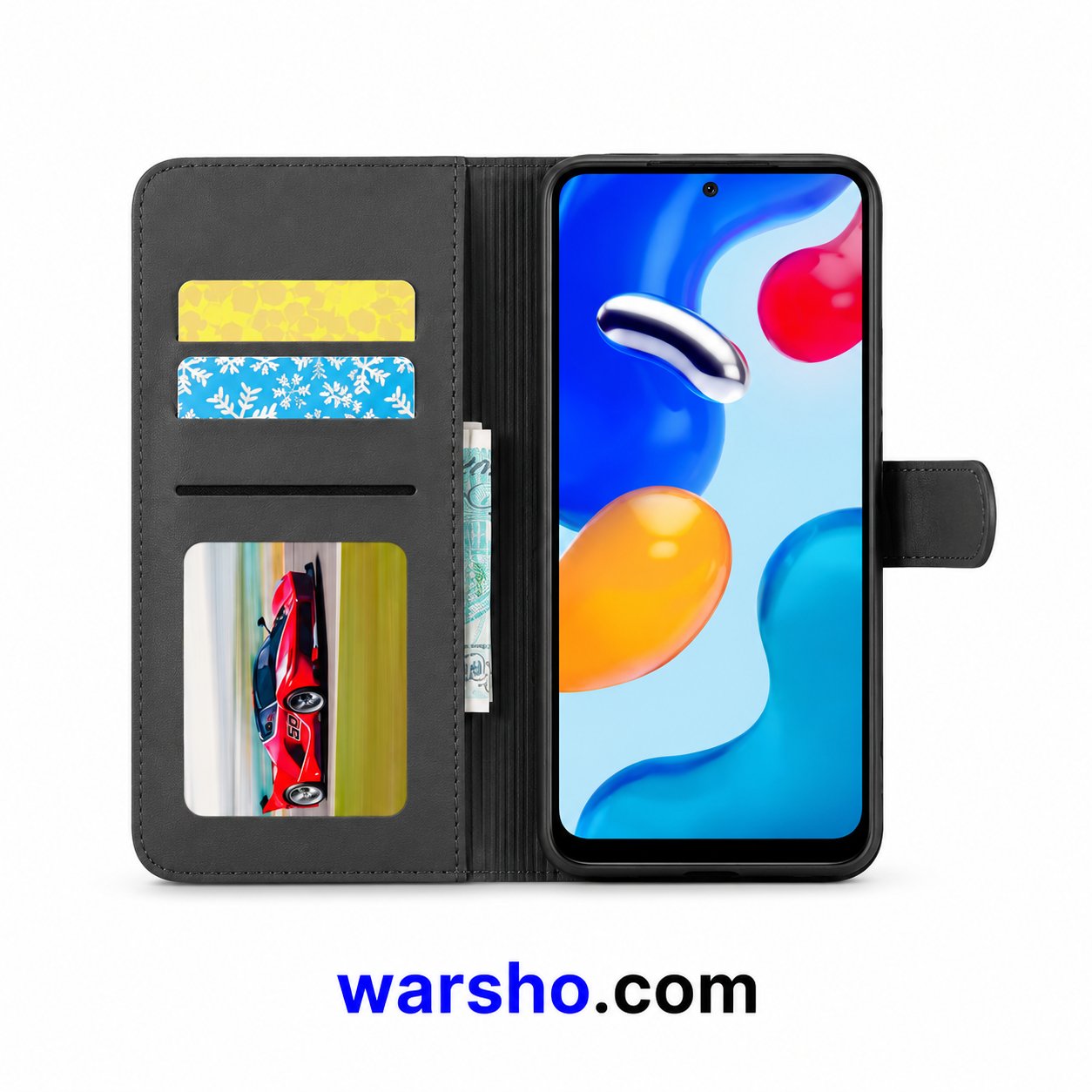Leather Flip Wallet Case for Xiaomi Redmi 13 4G, 13 5G, 12 Pro, 11, 10, 11S, 10S, 9 & 9S - image 2