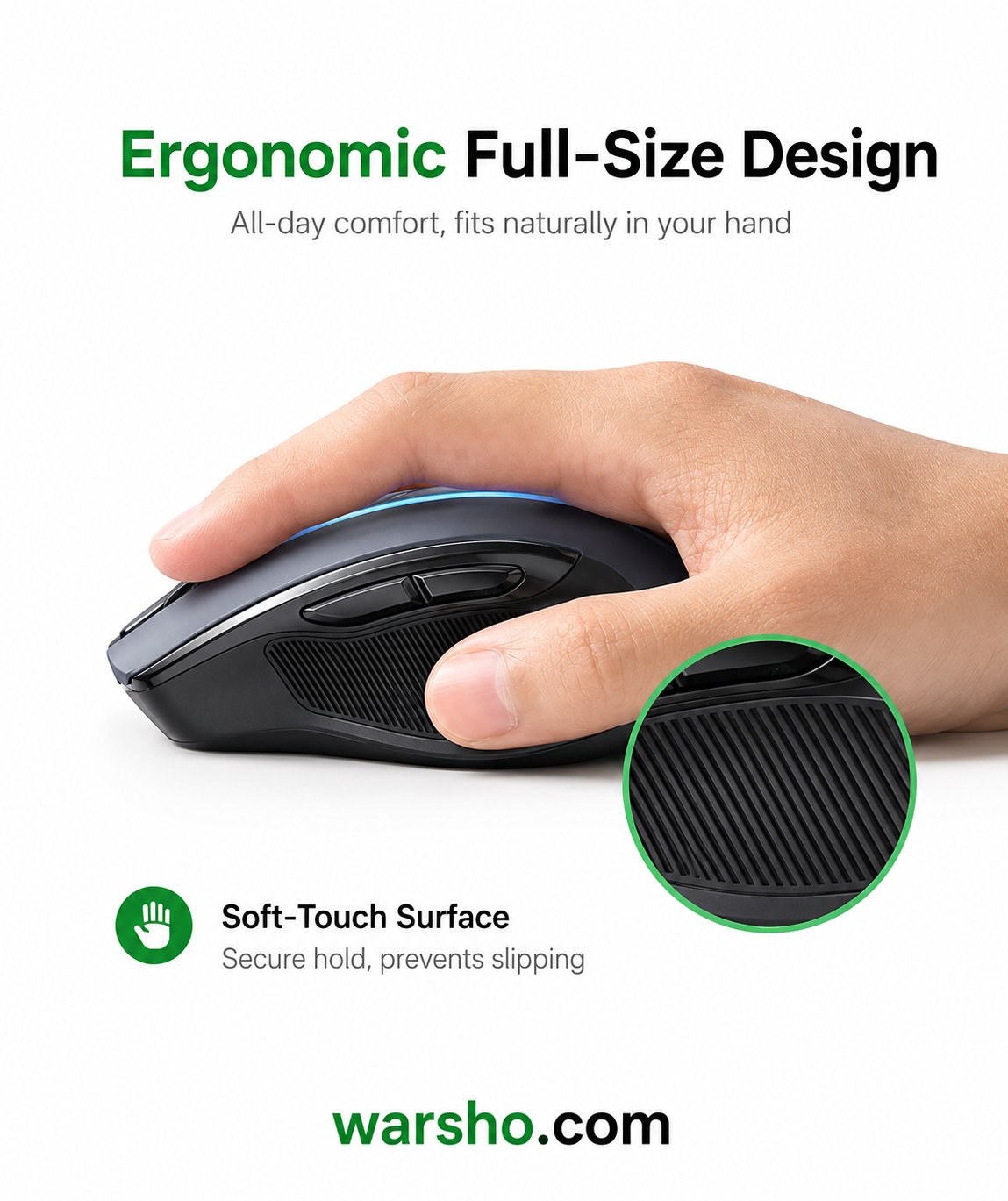 UGREEN Wireless Bluetooth Mouse – Ergonomic 4000DPI Silent Mouse with Bluetooth 5.0 & 2.4G USB Receiver - image 4