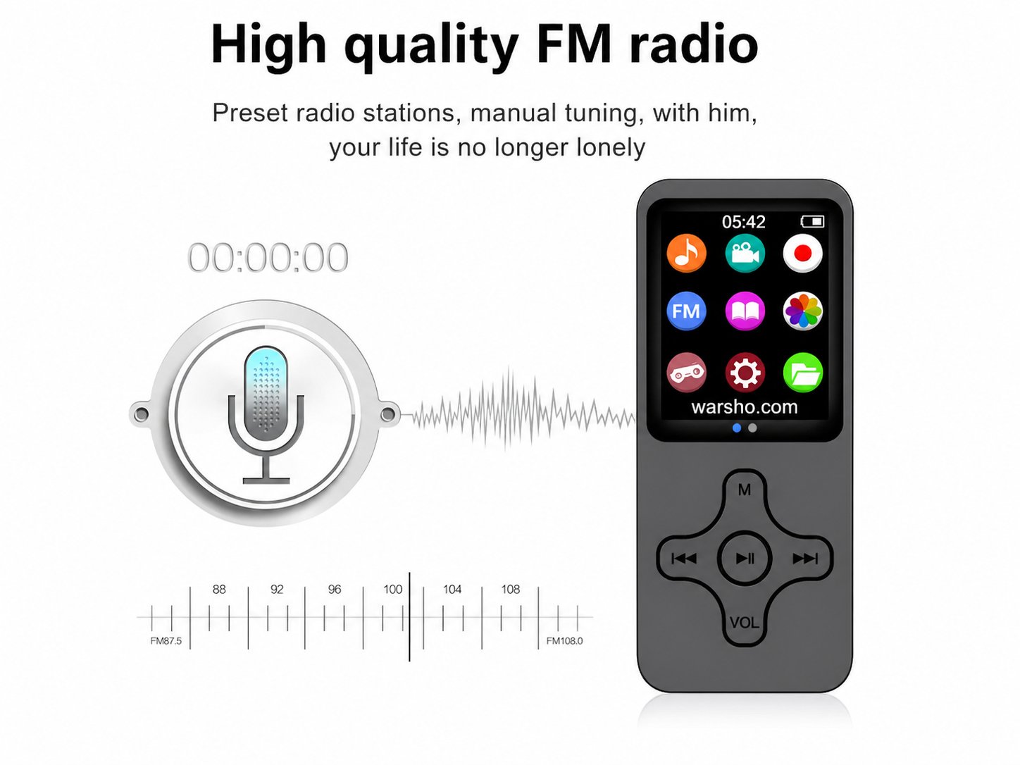 HiFi Bluetooth MP3 Music Player (Recorder, Walkman, Memory Card Support) - image 4