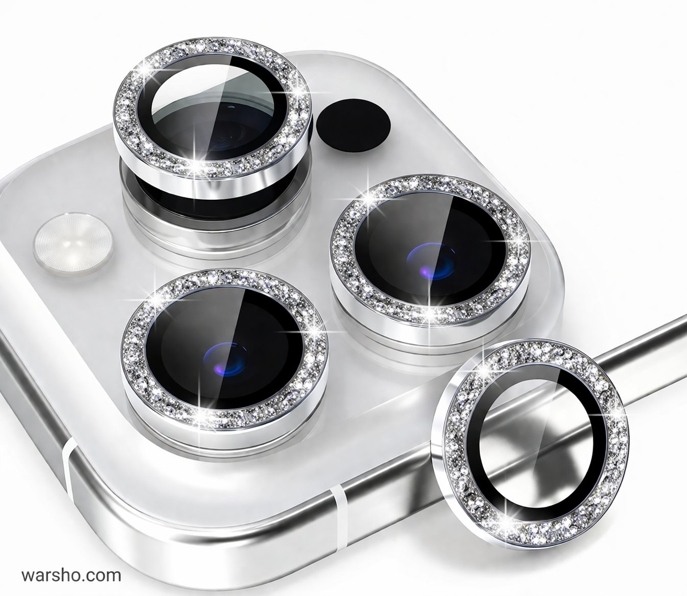 Diamond Metal Camera Lens Protector (For iPhone 17 / 16 / 15 / 14 Series – Luxury Glitter Tempered Glass Lens Cover)