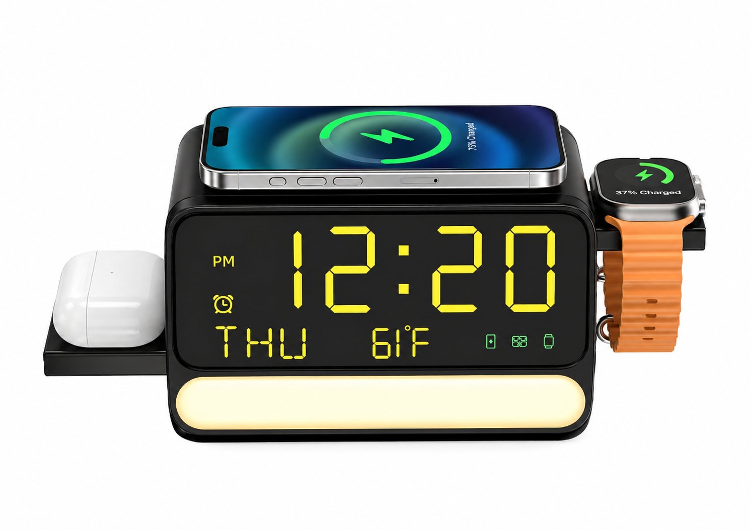 7-in-1 Wireless Charging Station with Alarm Clock & Night Light – Fast Charger for iPhone, Apple Watch & AirPods - image 2