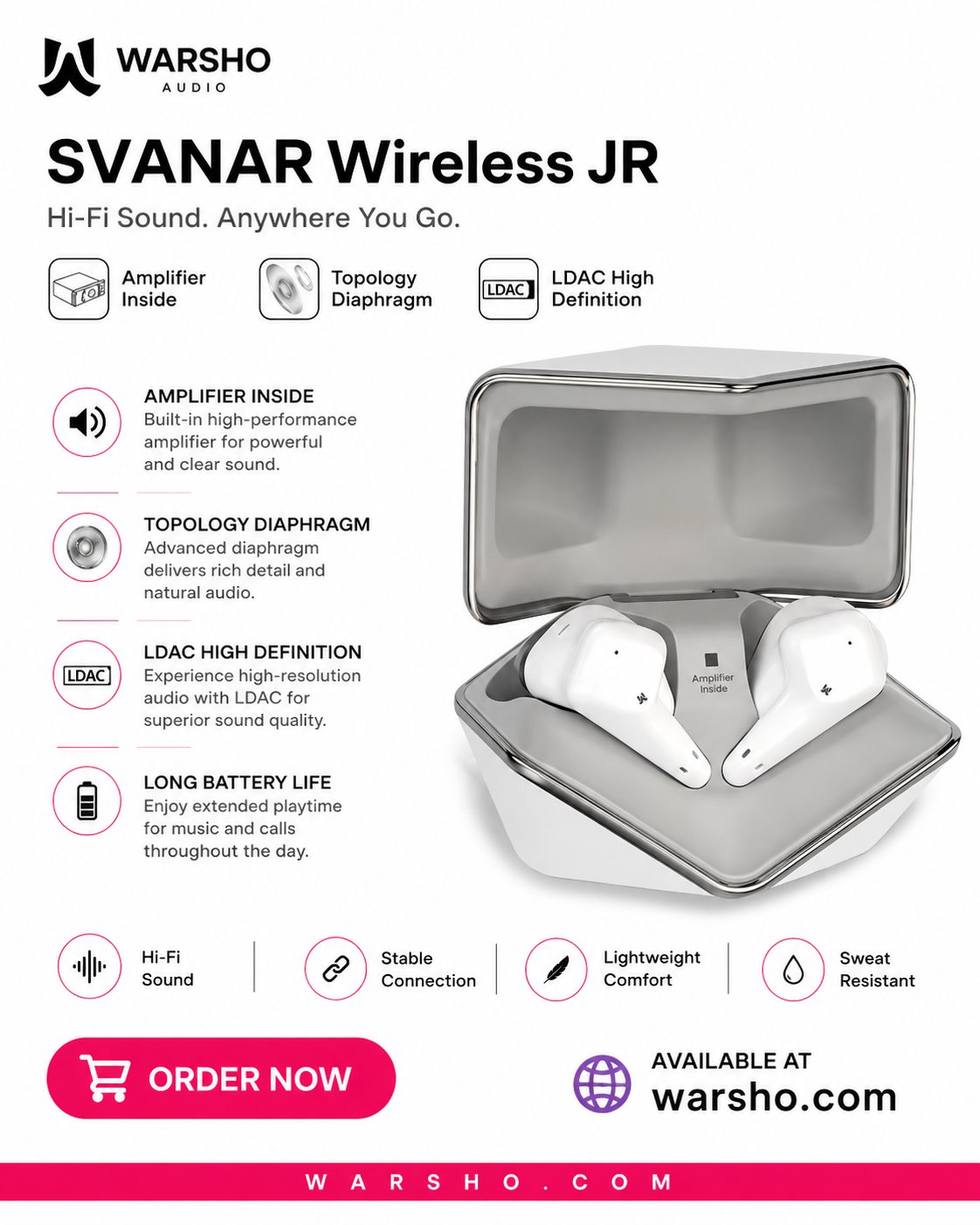 HIFIMAN SVANAR Wireless Jr Noise Cancelling Hi-Fi Earbuds