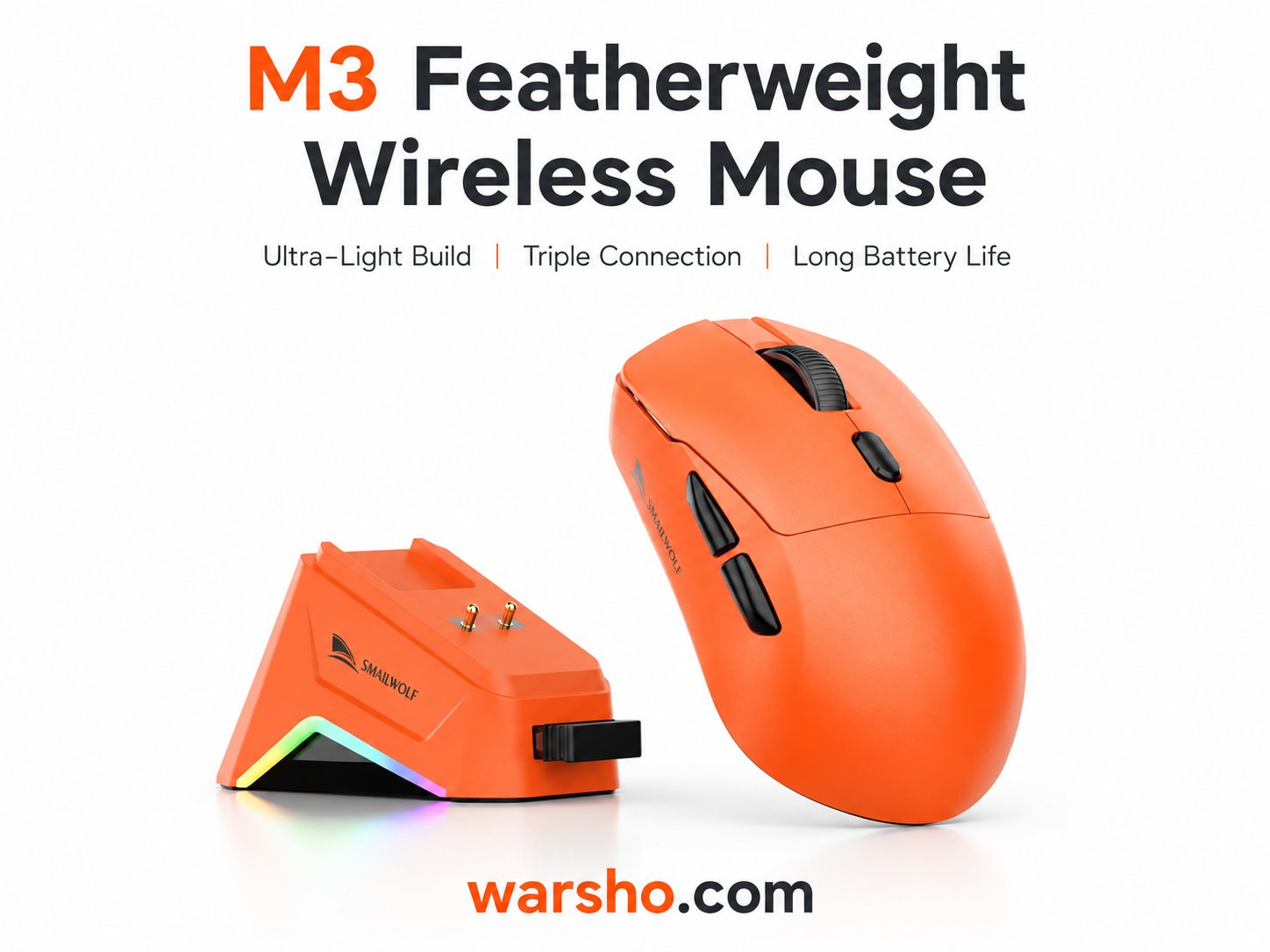 SMAILWOLF M3 PRO Wireless Gaming Mouse – Tri-Mode Bluetooth FPS E-Sports Mouse with PAW3311 Sensor - image 3