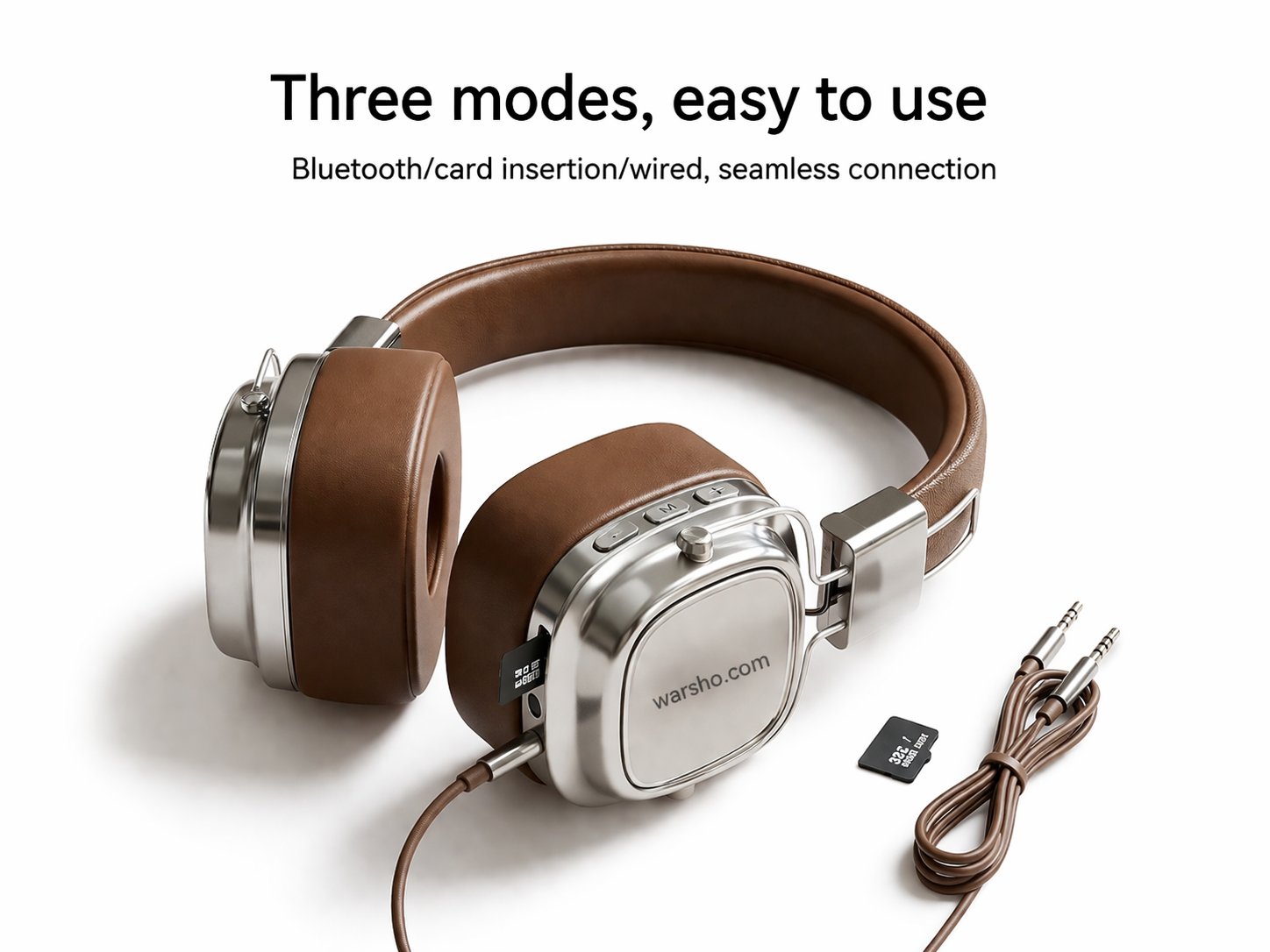 Retro Leather Wireless Headphones (Bluetooth 5.3) - image 3