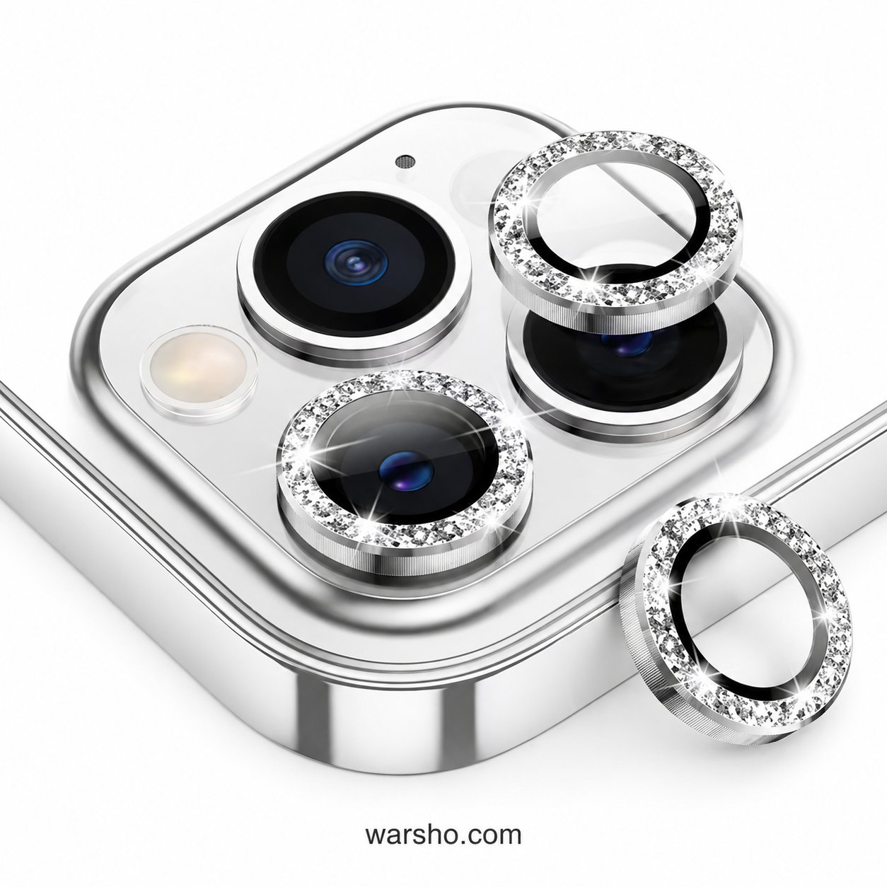 Diamond Metal Camera Lens Protector (For iPhone 17 / 16 / 15 / 14 Series – Luxury Glitter Tempered Glass Lens Cover) - image 6
