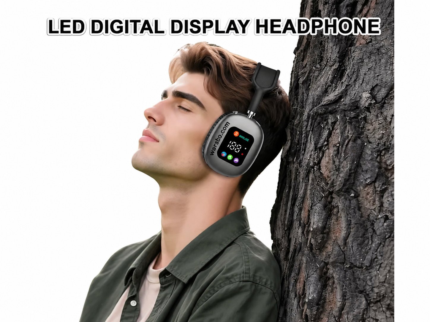 Smart LED Display Wireless Headphones with Touch Screen – Bluetooth Noise Cancelling Over-Ear Headset - image 5