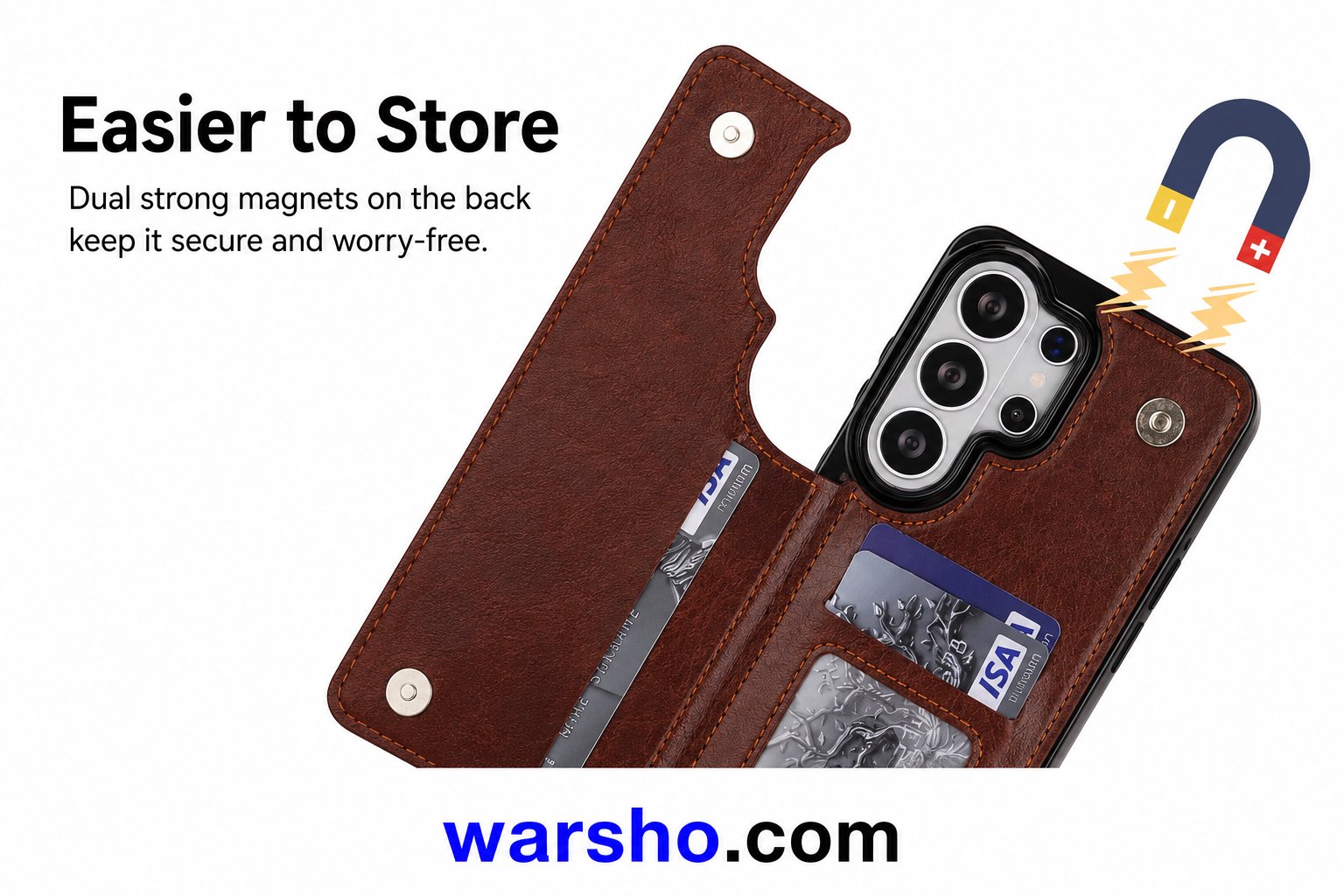 Wallet Double Button Flip Leather Case for Samsung Galaxy S26 Ultra, S25 Edge, S24 FE, S23, A15, A16, A17, A26, A35, A36, A53, A54, A55 & A56 - image 4