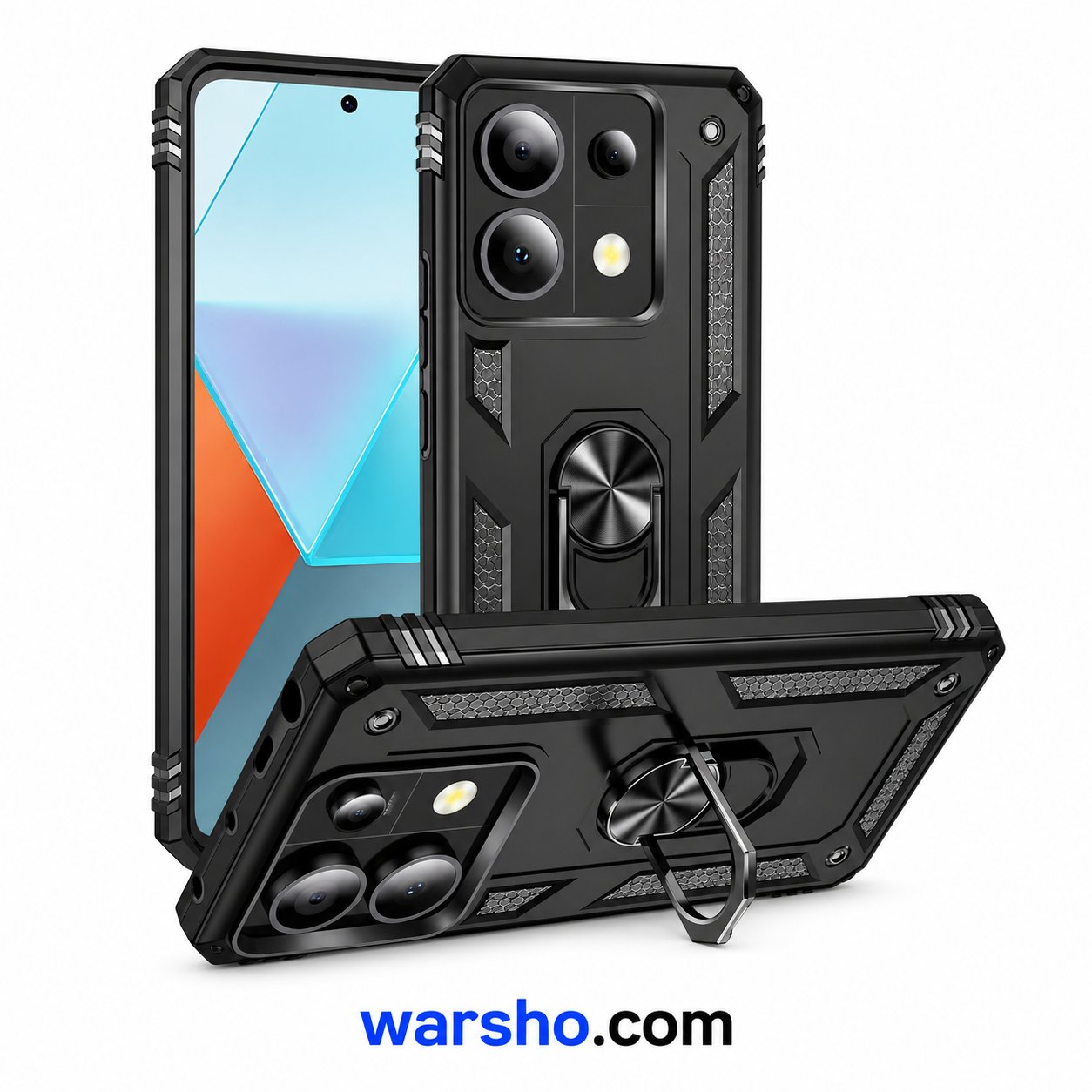 Armor Ring Case for Xiaomi Redmi Note 13, 12, 11, 10, 10S, 11S, 12S, 10T, 11T, 9 Pro, 9S & 10C