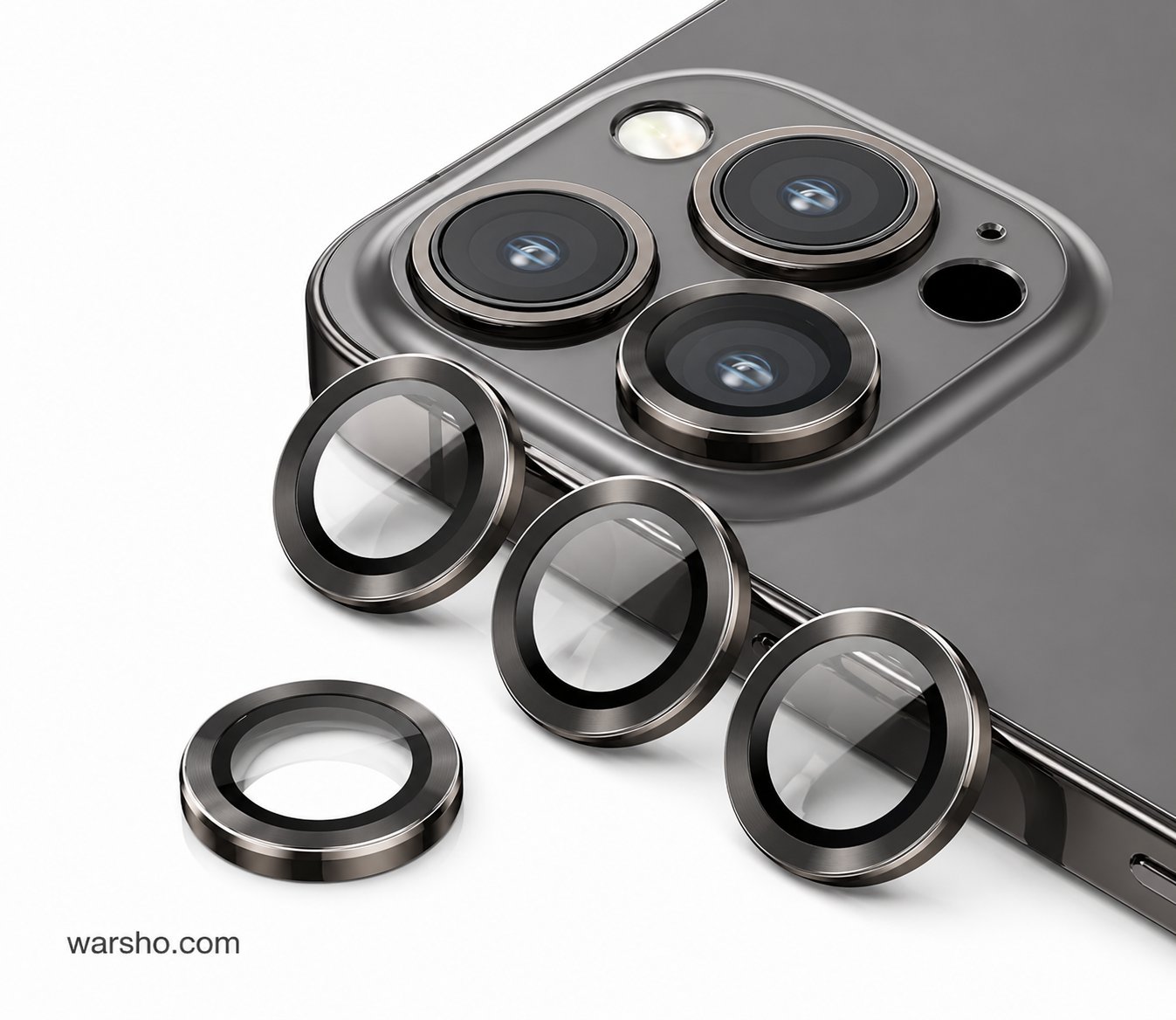 Metal Camera Lens Protector (For iPhone 17 / 16 / 15 / 14 Series – Glitter Ring Tempered Glass Lens Cover) - image 4