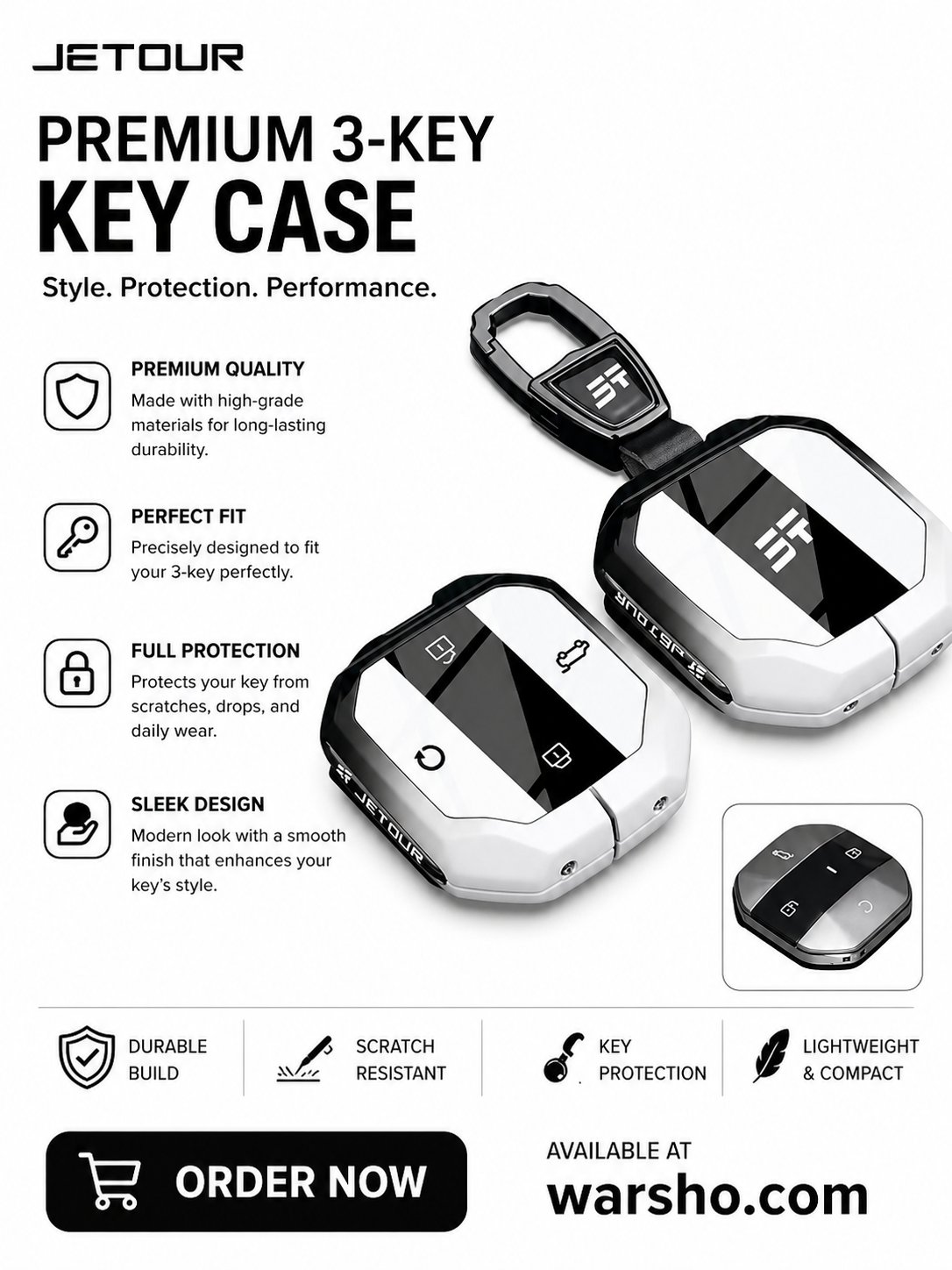 Jetour T1 Car Key Case Cover – Premium Protection Shell with Keychain Holder (Freedom Traveller Edition)