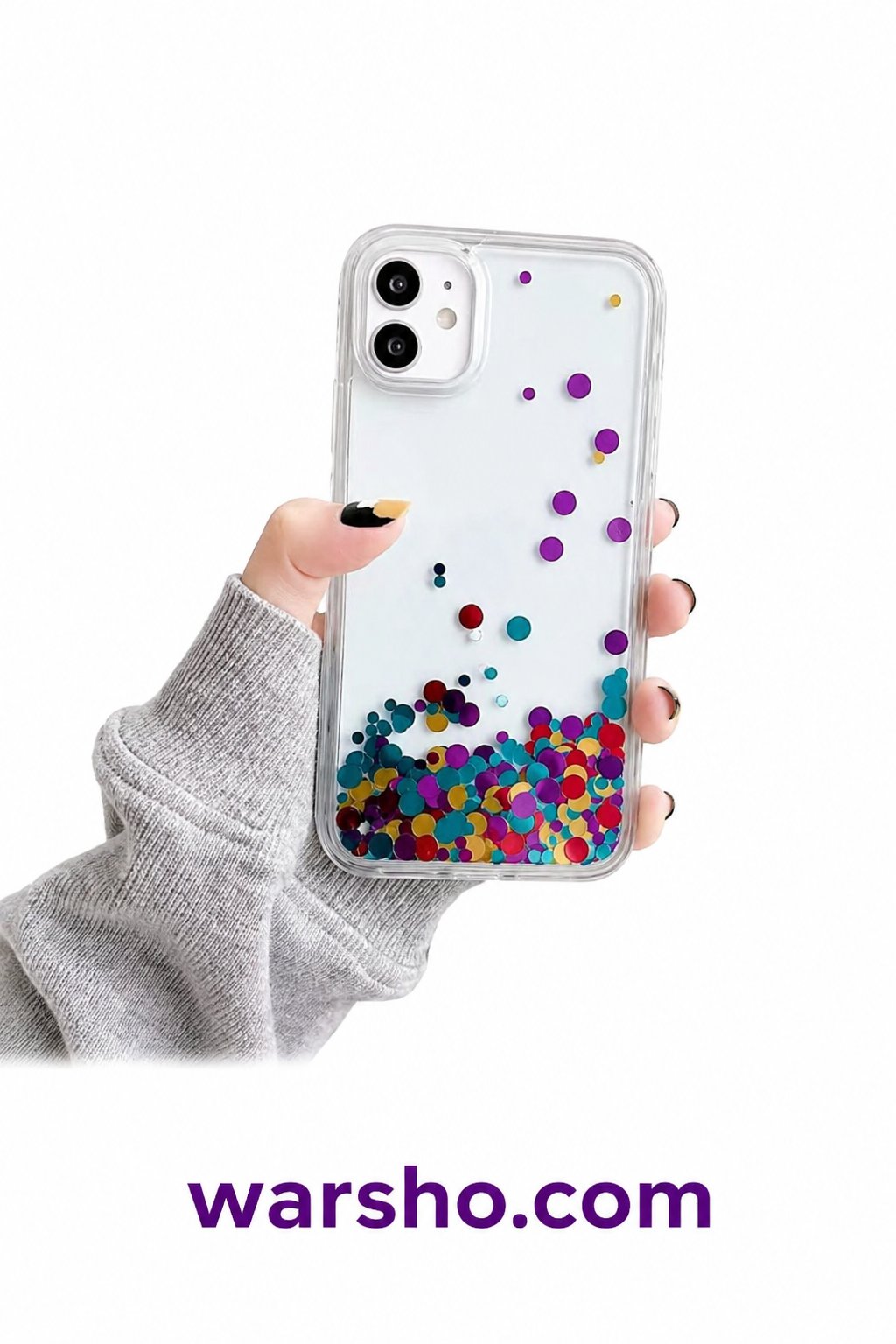 Sequin Transparent Liquid Quicksand Case for iPhone 16 / 15 / 14 Pro Max - image 2