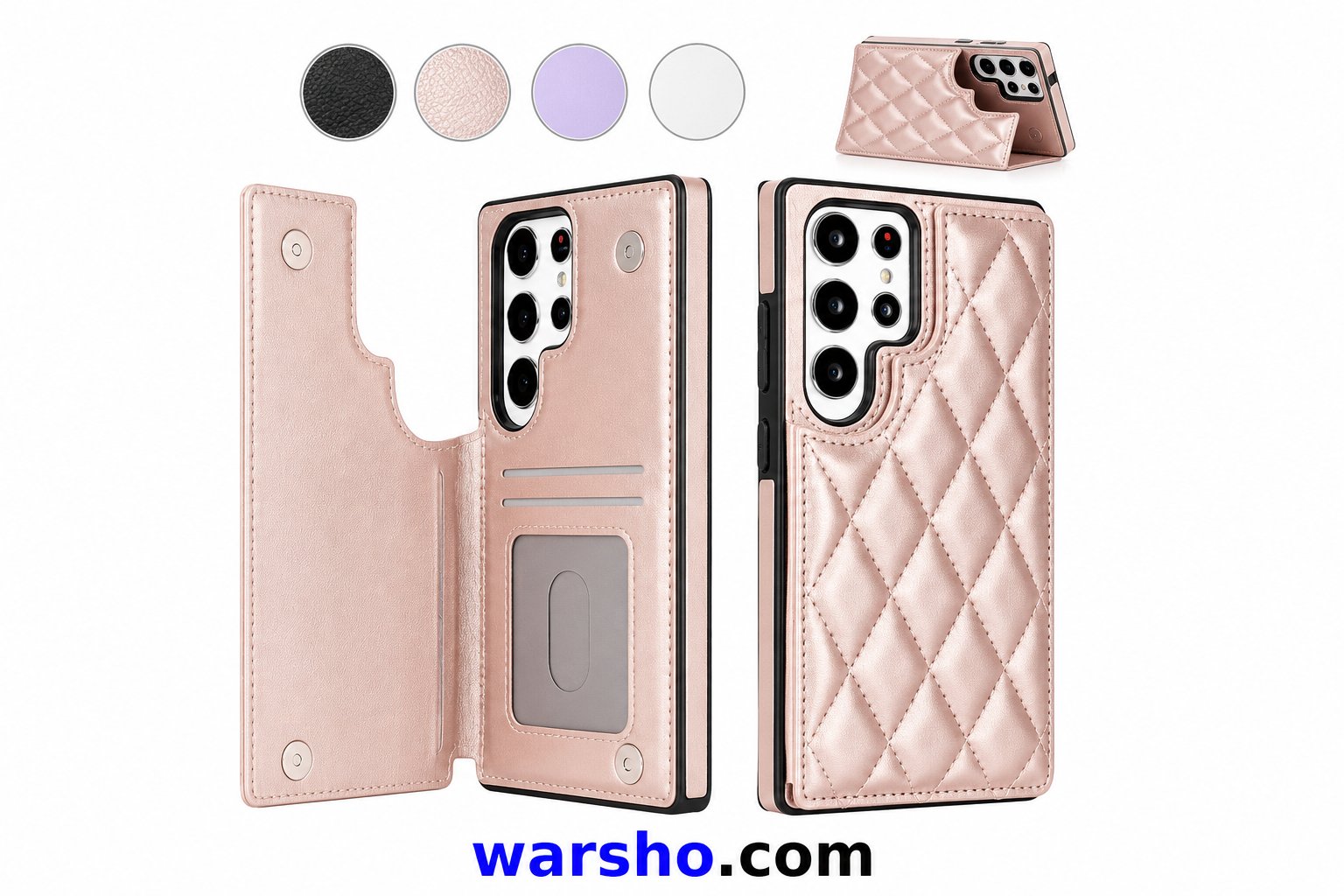 Wallet Flip Leather Case for Samsung Galaxy S25 Ultra, S24 FE, S23, S22, S21, S20 FE, Note 20, Note 10 Plus