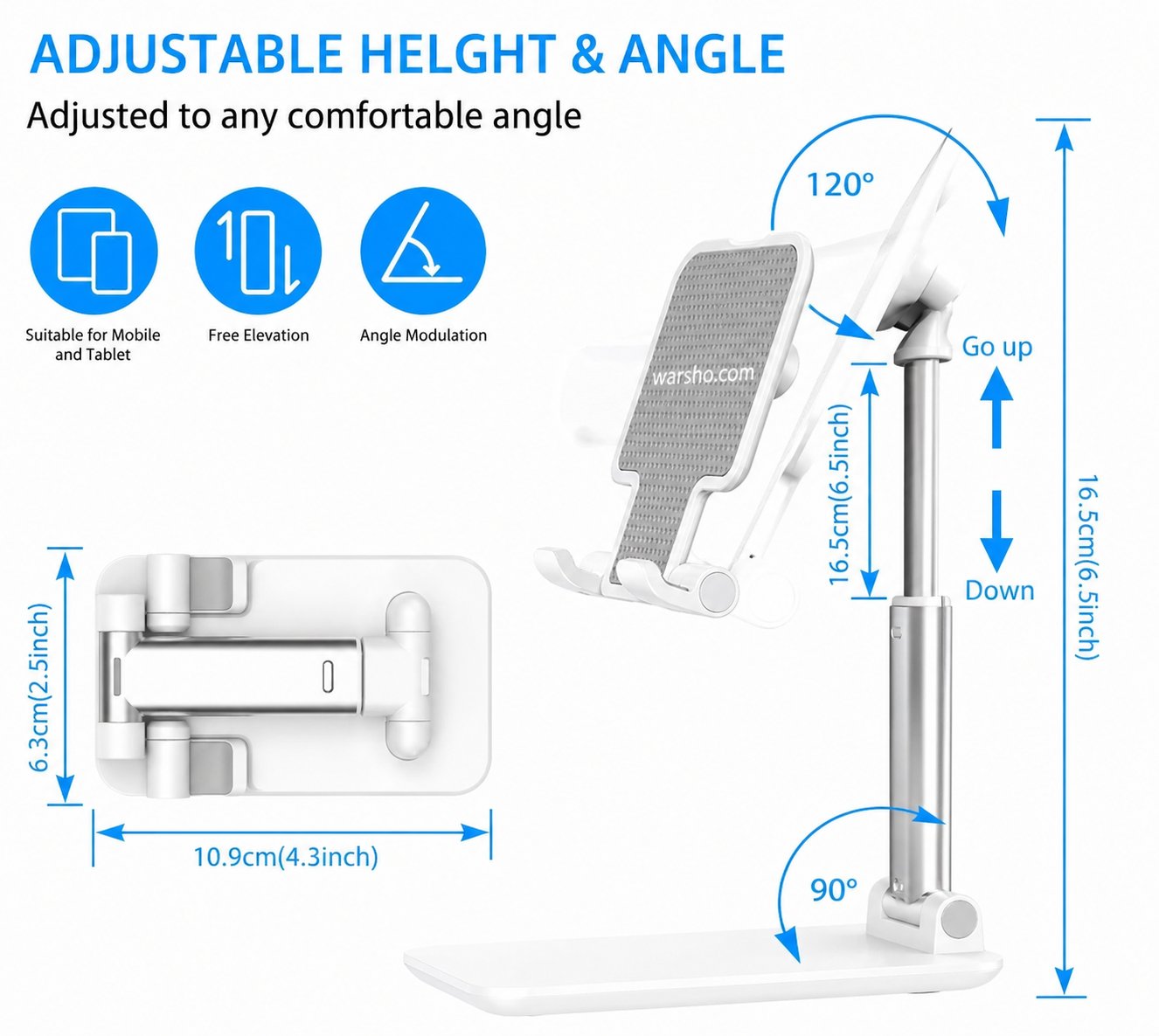 Adjustable Folding Desk Phone & Tablet Stand - image 2
