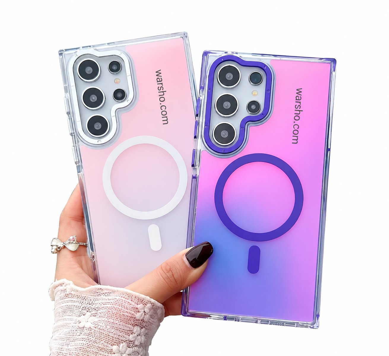 Metal Lens MagSafe Phone Case For Samsung Galaxy S25 / S24 / S23 / S22 / S21 / A Series – Wireless Charging Gradient Cover