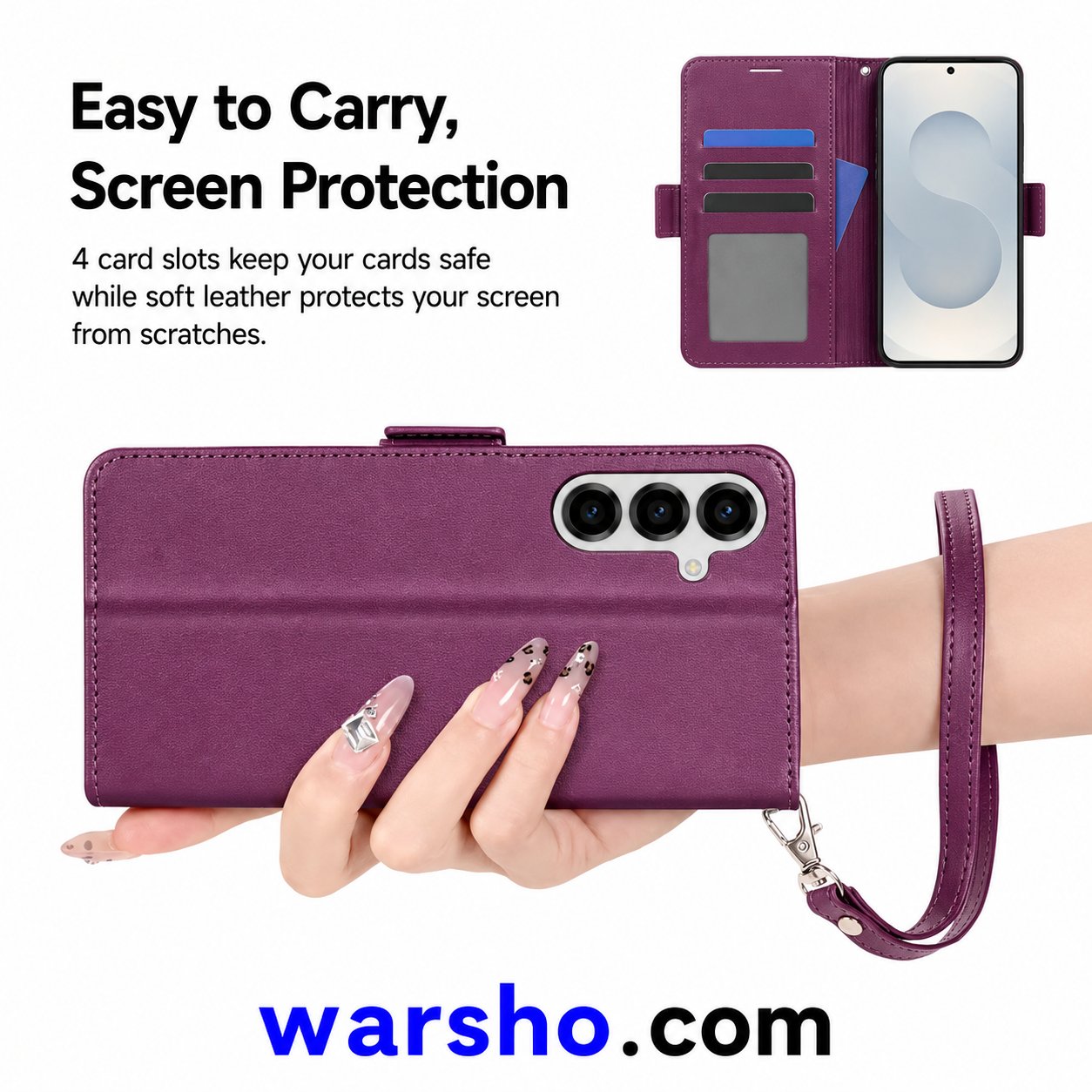 Wallet Magnetic Flip Leather Case for Samsung Galaxy S25 Edge, S24 FE, S23 Plus, S22 Ultra, S21 & S20 - image 4
