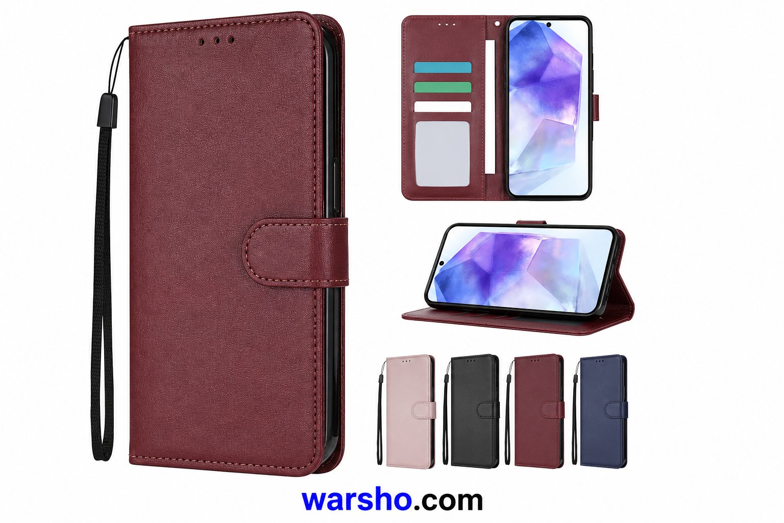 Wallet Flip Leather Case for Samsung Galaxy A05s, A06, A07, A12, A13, A14, A15, A16, A17, A24, A26, A34, A35, A36, A52, A53, A54, A55 & A56
