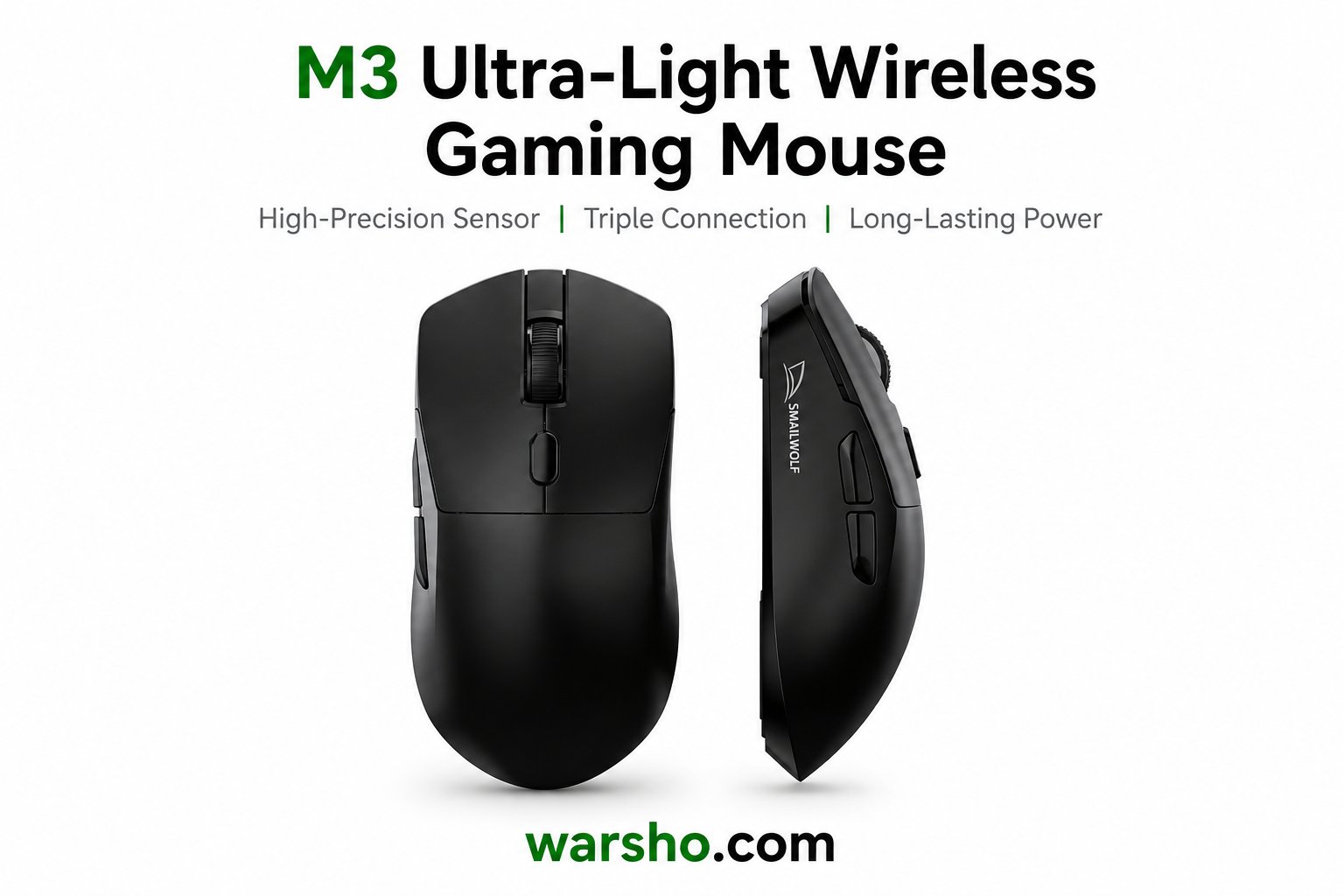 SMAILWOLF M3 PRO Wireless Gaming Mouse – Tri-Mode Bluetooth FPS E-Sports Mouse with PAW3311 Sensor