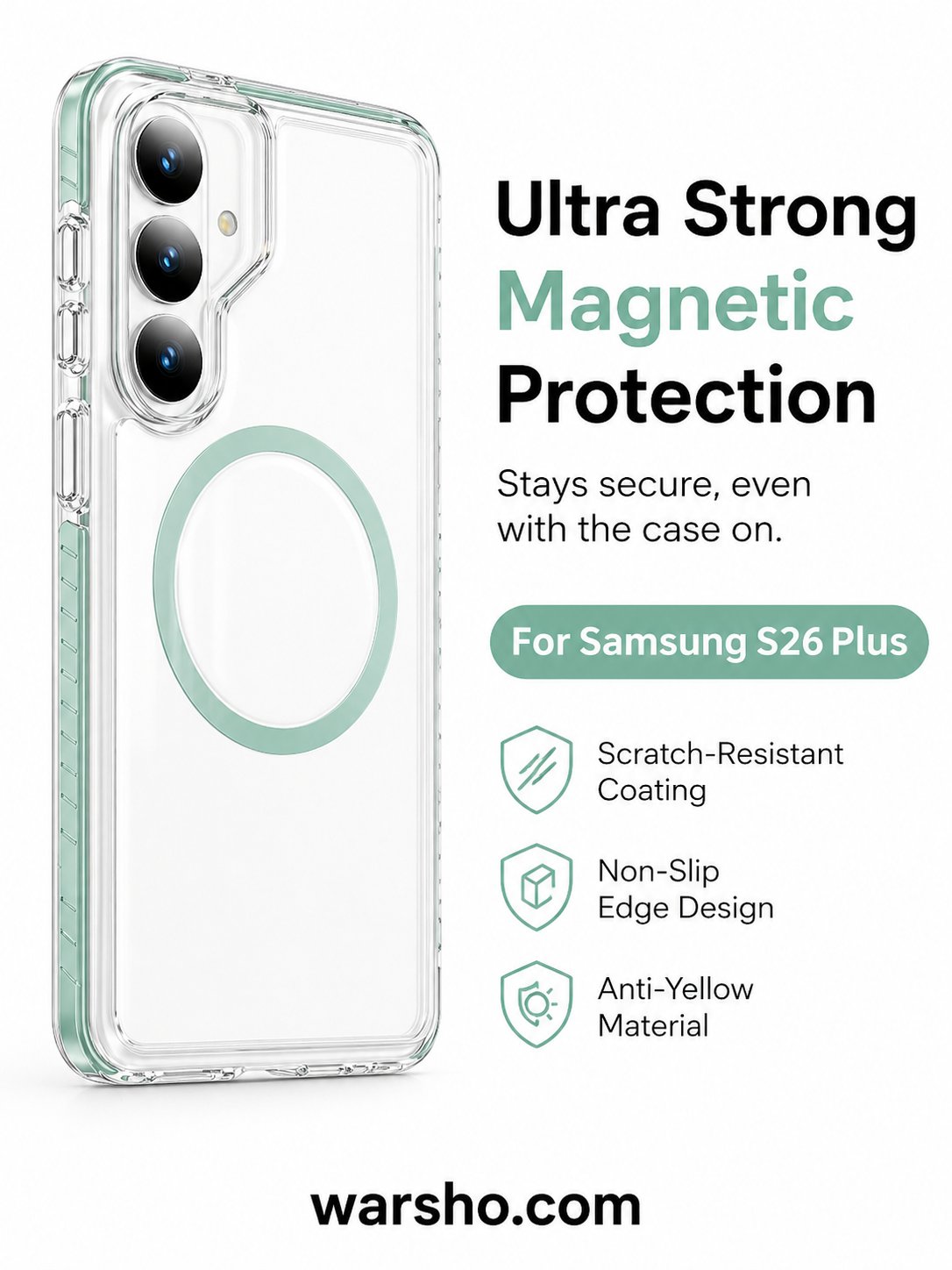 Magnetic Transparent Case For Samsung Galaxy S26 / S25 / S24 Series – Wireless Charging Shockproof Cover