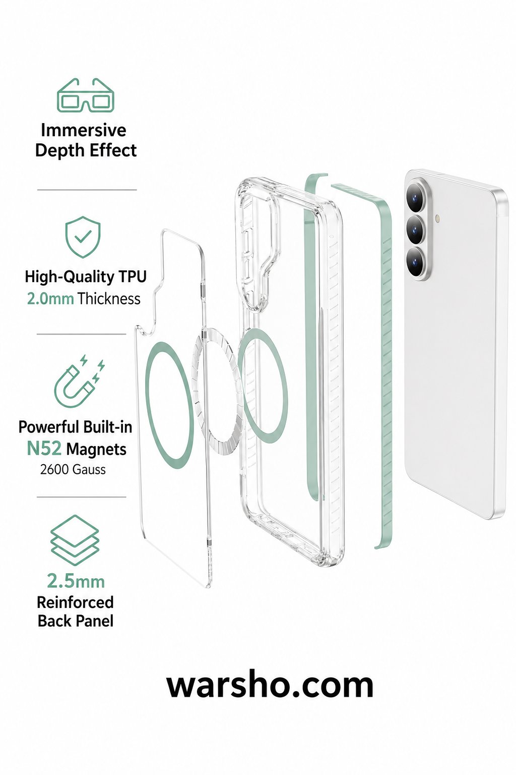Magnetic Transparent Case For Samsung Galaxy S26 / S25 / S24 Series – Wireless Charging Shockproof Cover - image 3