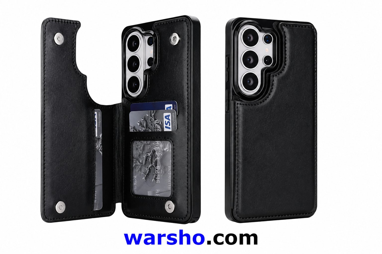 Wallet Double Button Flip Leather Case for Samsung Galaxy S26 Ultra, S25 Edge, S24 FE, S23, A15, A16, A17, A26, A35, A36, A53, A54, A55 & A56