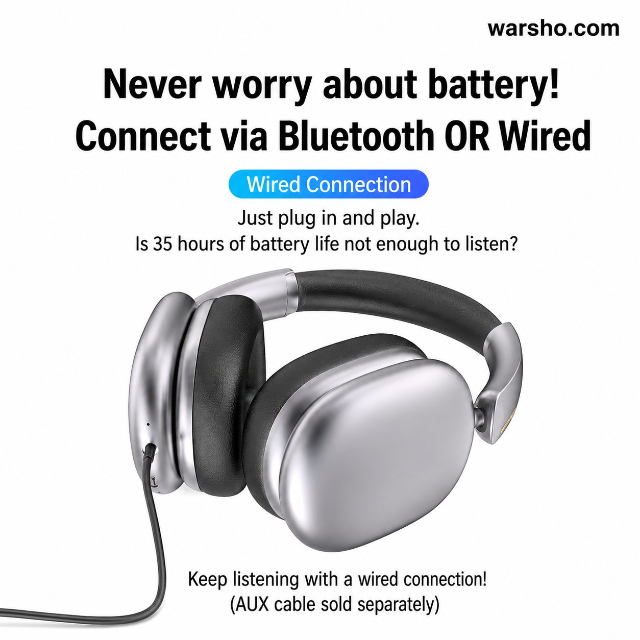 ORONE L80 Wireless Over-Ear Headphones – Bluetooth 5.4, ANC+ENC Noise Cancelling, 80H Battery, HiFi Stereo - image 2