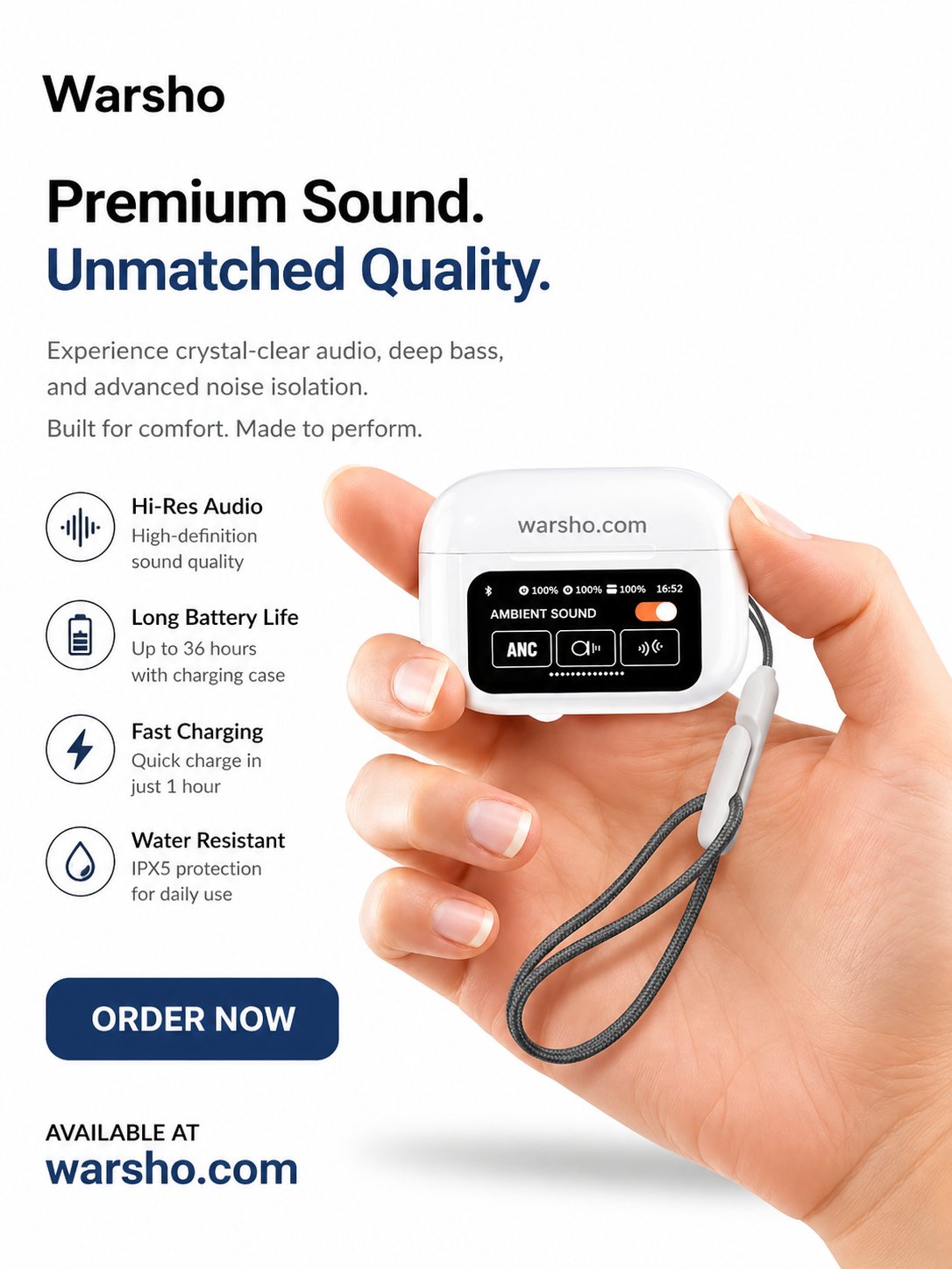 Smart AI Translation Wireless Earbuds with Touch Screen – Bluetooth Earphones, 147 Languages Real-Time Translate