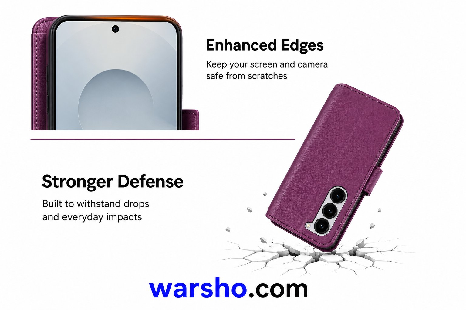 Wallet Magnetic Flip Leather Case for Samsung Galaxy S25 Edge, S24 FE, S23 Plus, S22 Ultra, S21 & S20 - image 3