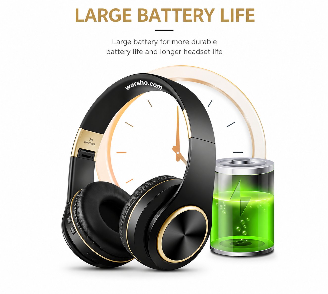 Wireless Over-Ear Headphones Bluetooth 5.3 – HiFi Stereo, Low Latency, Noise Cancelling with ENC Mic - image 4