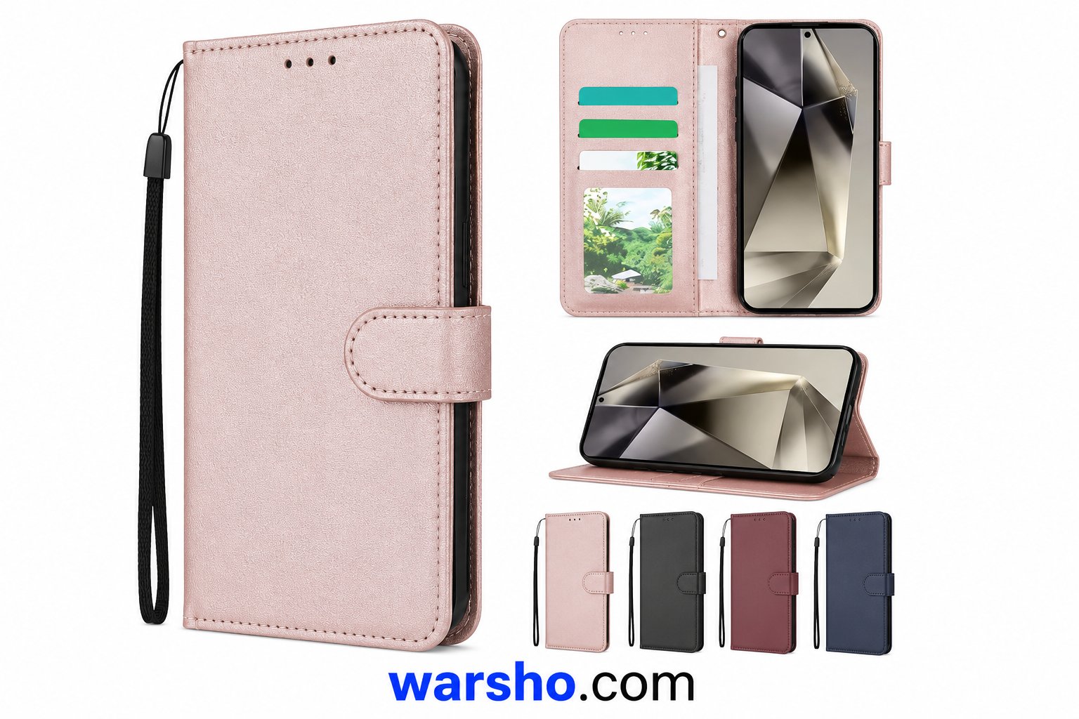 Wallet Flip Leather Case for Samsung Galaxy S25 FE, S24 Ultra, S23, S22, S21, S20 FE, S10 Plus & S9