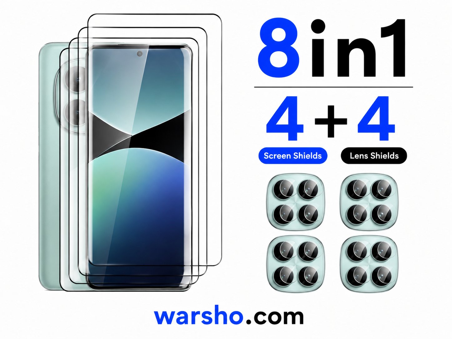 8-in-1 9D Curved Tempered Glass & Camera Lens Protector for Xiaomi Redmi Note 14 / 15 Pro 5G & 4G