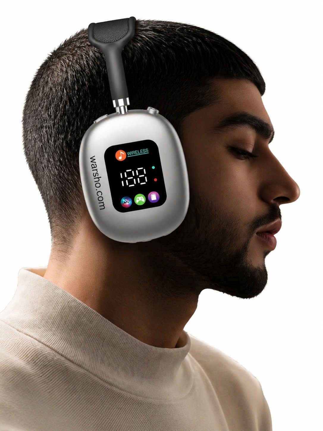 Smart LED Display Wireless Headphones with Touch Screen – Bluetooth Noise Cancelling Over-Ear Headset - image 5