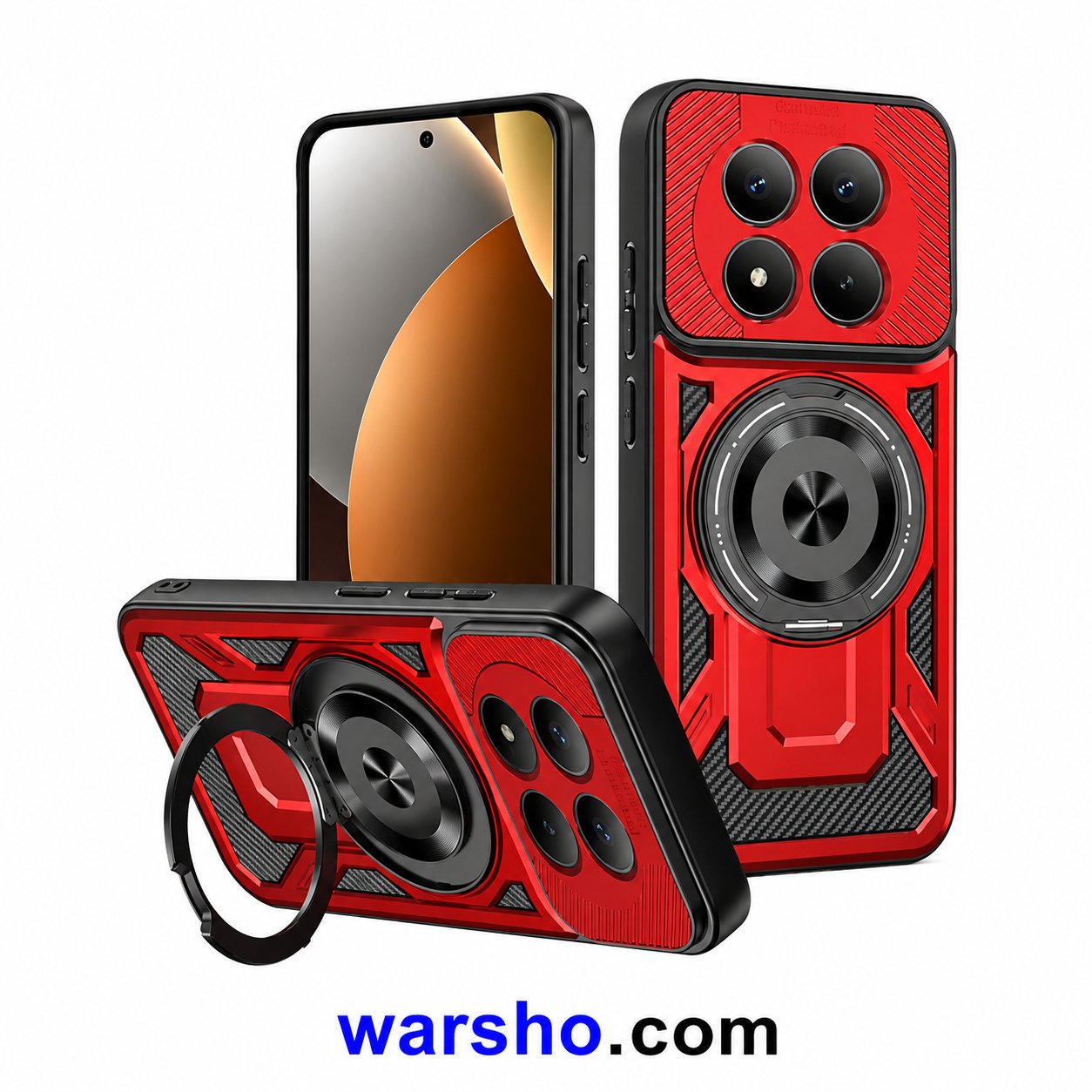Magnetic Ring Holder Case for Xiaomi Redmi Note 15 Pro+, 15 Pro, 14, 14S, 13, Redmi 15 & 15C