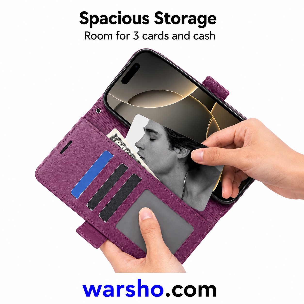 Wallet Magnetic Flip Leather Case for Samsung Galaxy S25 Edge, S24 FE, S23 Plus, S22 Ultra, S21 & S20 - image 2