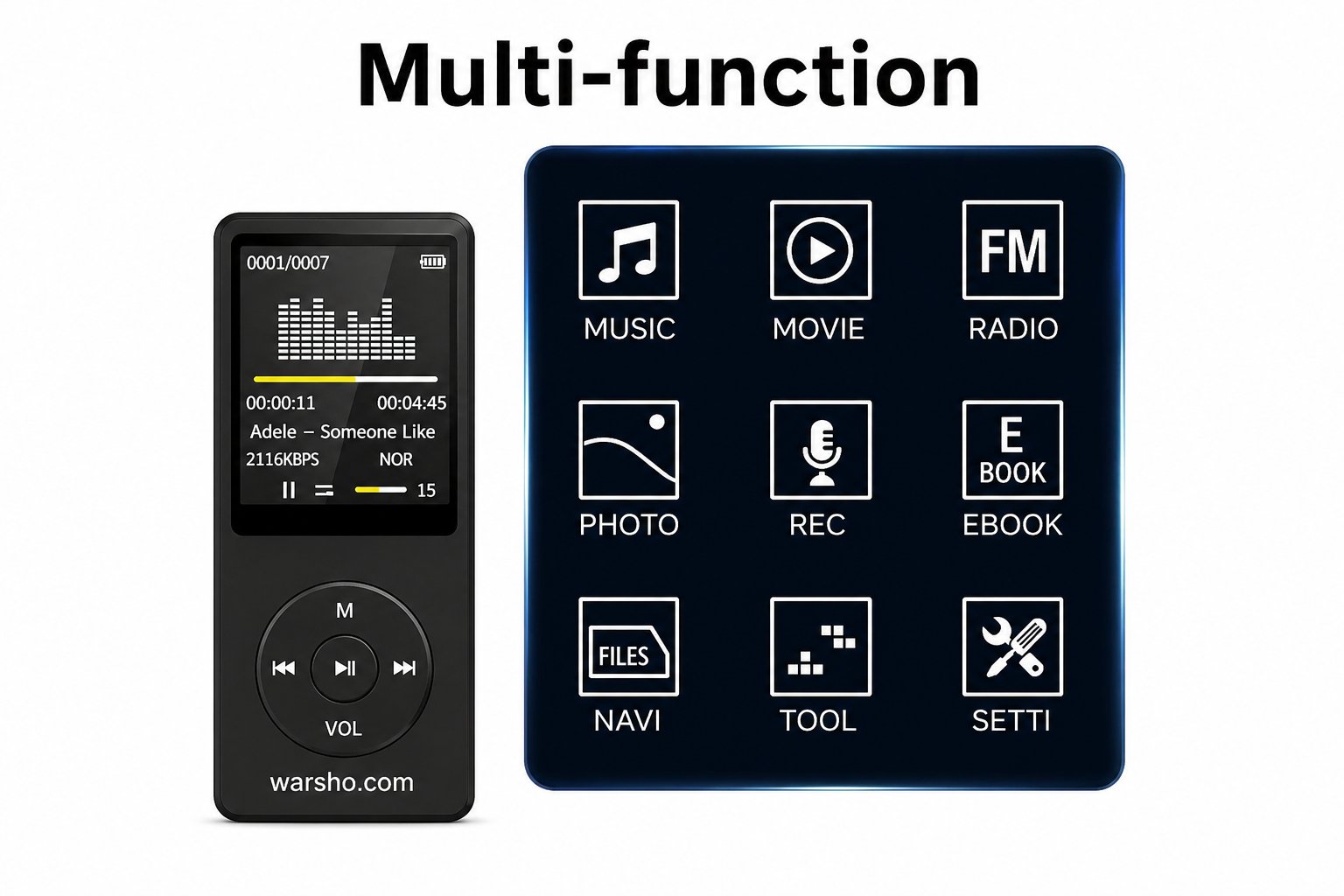 Portable Bluetooth MP3 Music Player (FM Radio, Recorder, Ultra-Thin) - image 4