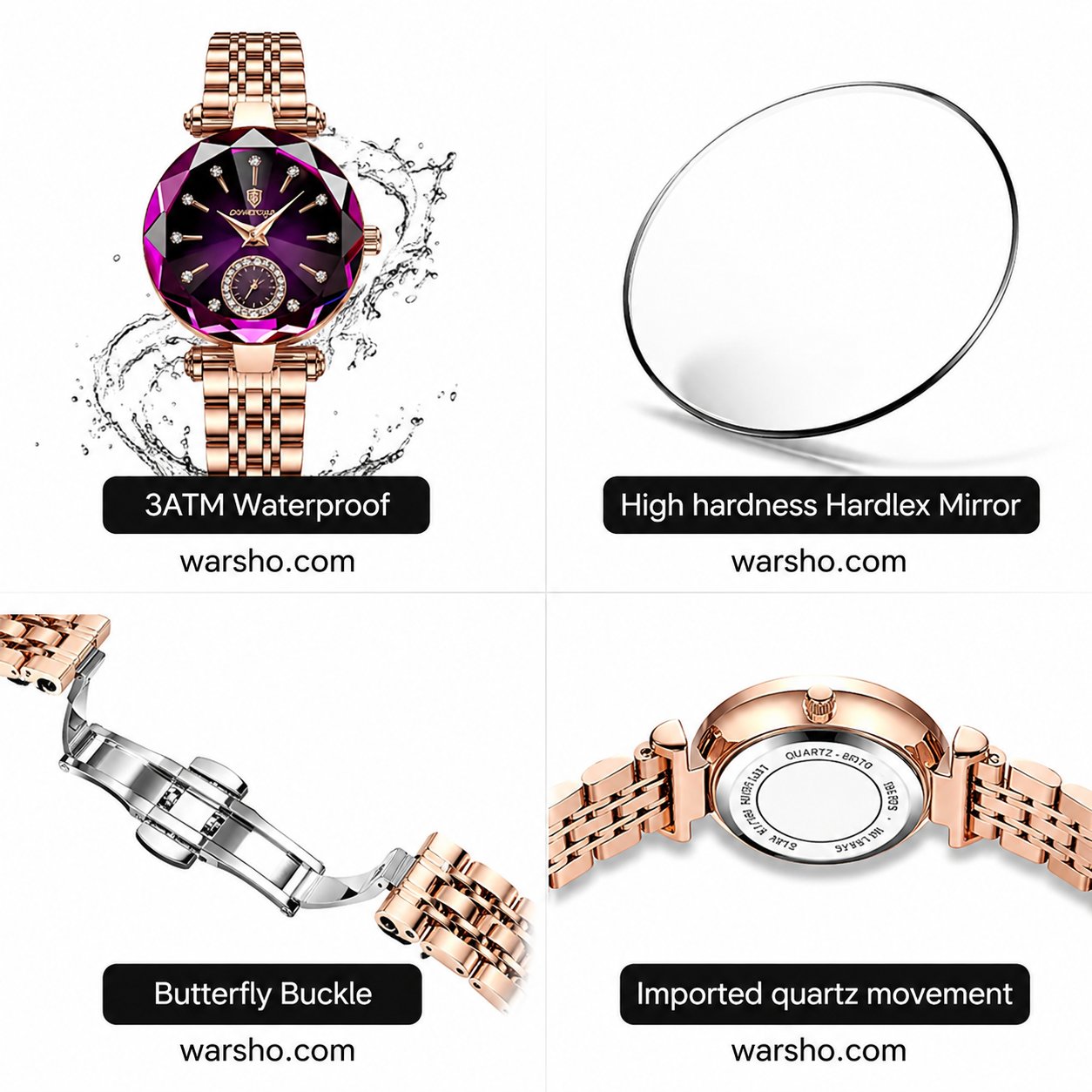 POEDAGAR Luxury Women Watch Set – Waterproof Quartz Wristwatch with Bracelet & Gift Box - image 3